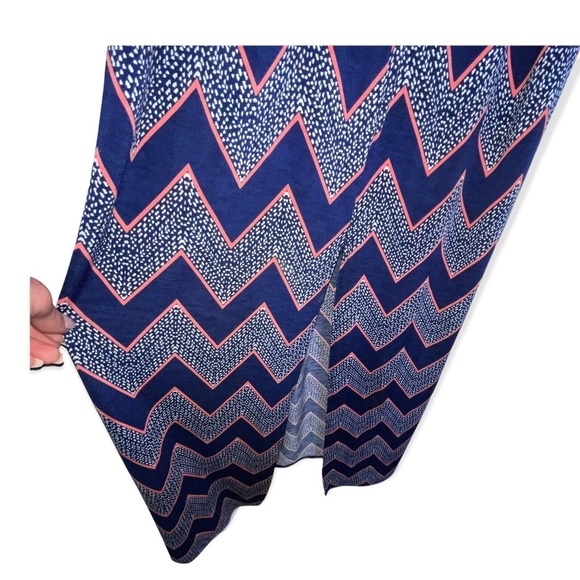 THREE PINK HEARTS BY TRIXXI Navy Blue & Coral Sleeveless Maxi Dress M - Picture 9 of 9